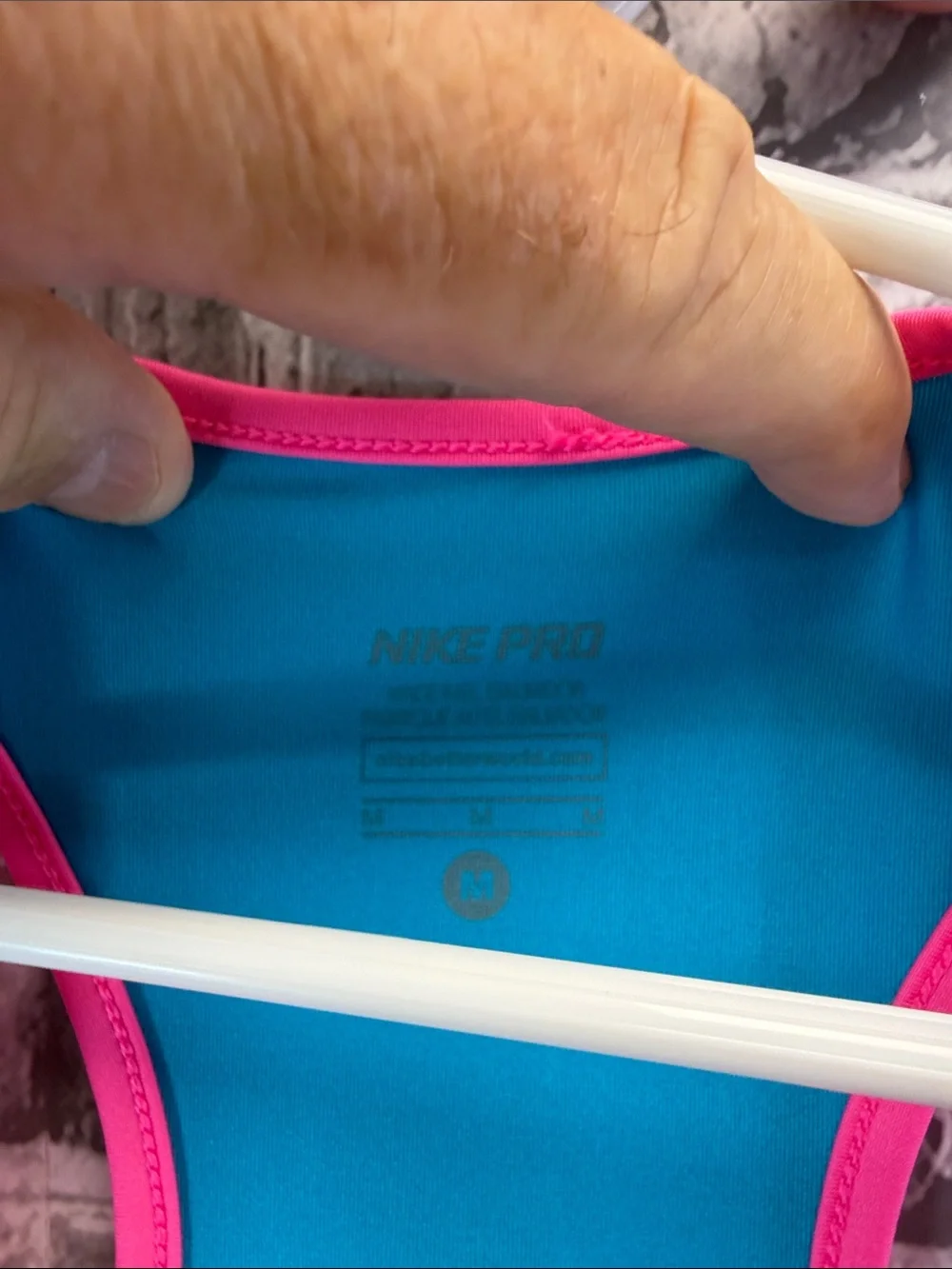 Nike Girls Hot Pink Racerback Tank with Blue Swoosh